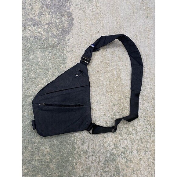 NIID CrossBody Sling Bag Black/Gray - Navy Blue Interior - Secure Adjustable - Picture 1 of 7